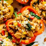 Close up of whole30 stuffed peppers