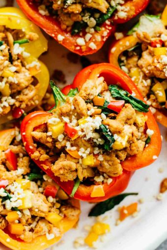 Close up of whole30 stuffed peppers