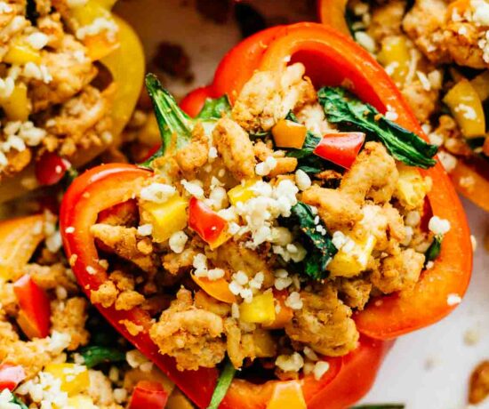 Close up of whole30 stuffed peppers