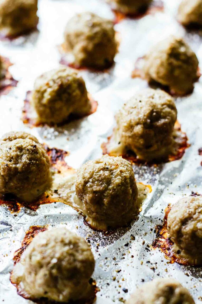 Paleo Turkey Meatballs on foil
