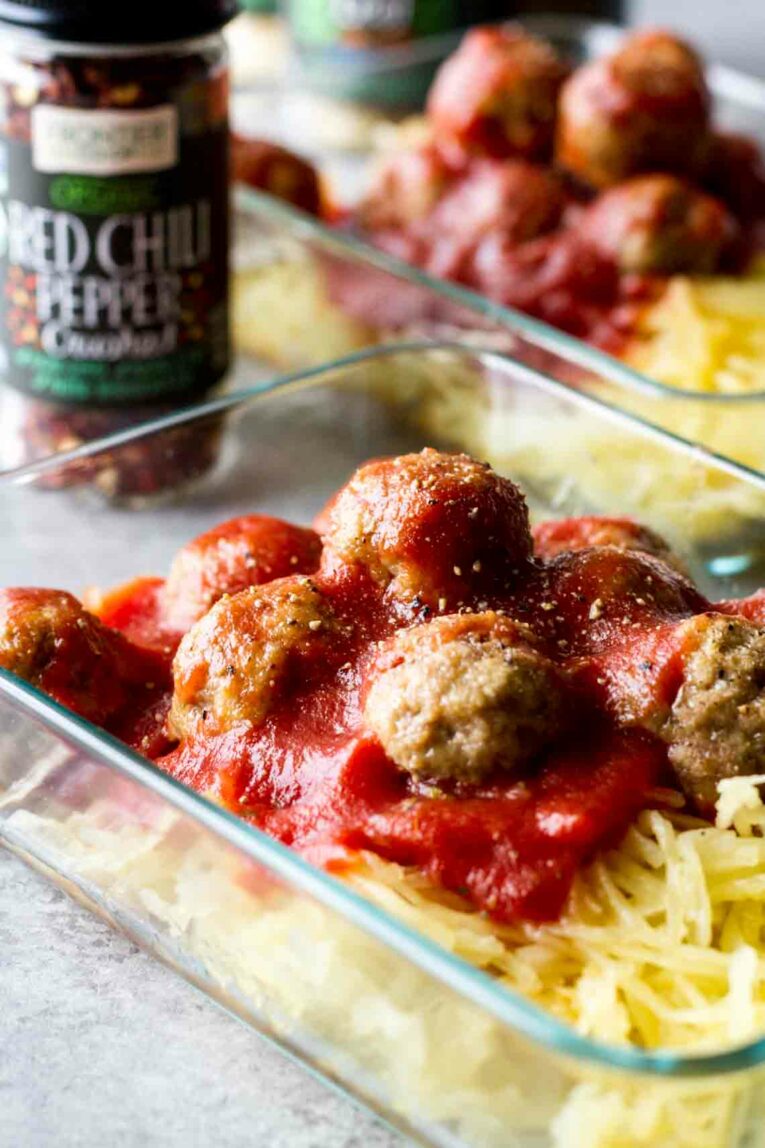 Paleo Turkey Meatballs Meal Prep Bowls Side Angle