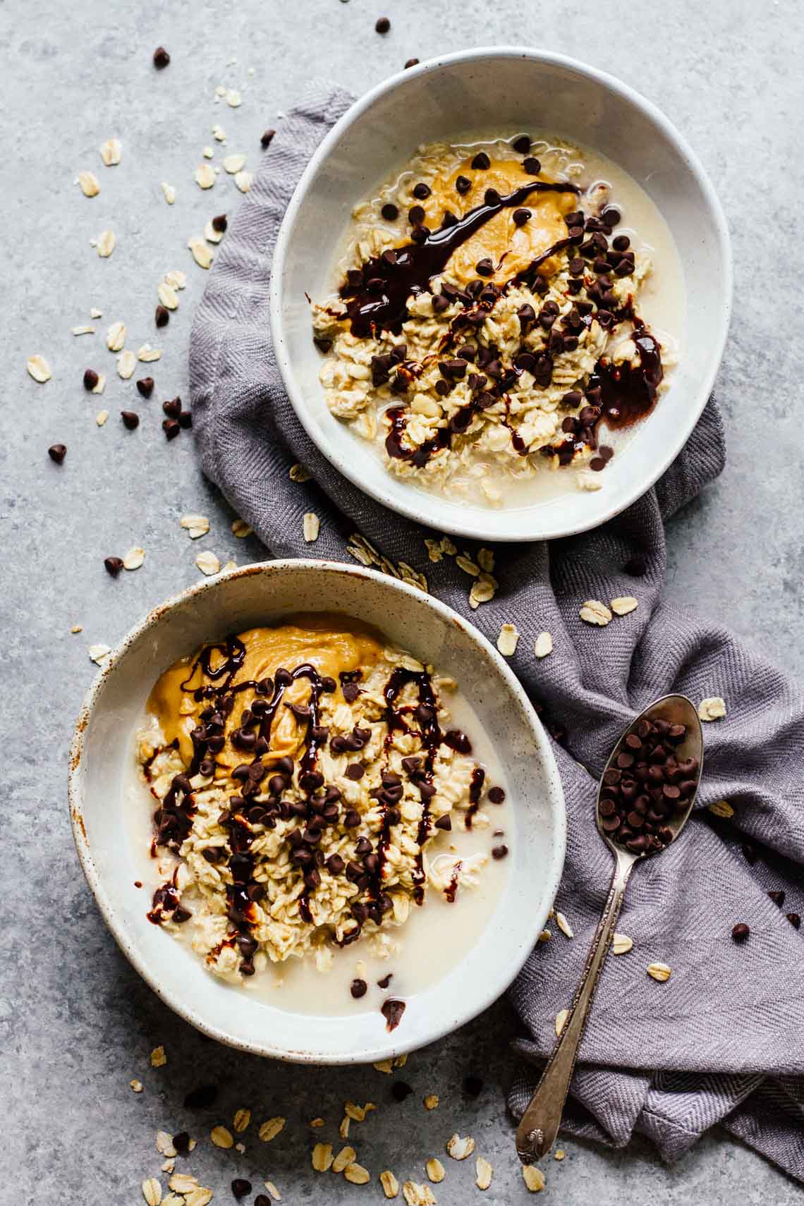 Chocolate Peanut Butter Overnight Oats! Gluten Free and easy to make.