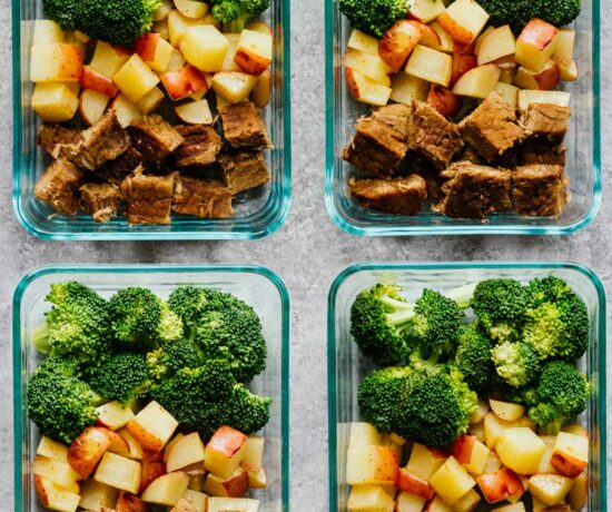 Steak-Potatoes-Meal-Prep-Bowls! Deliciously served with broccoli.