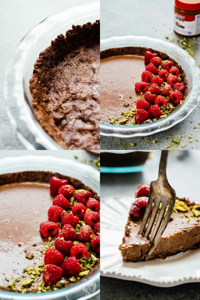 4 images of How To Make A No-Bake Chocolate Hazelnut Pie