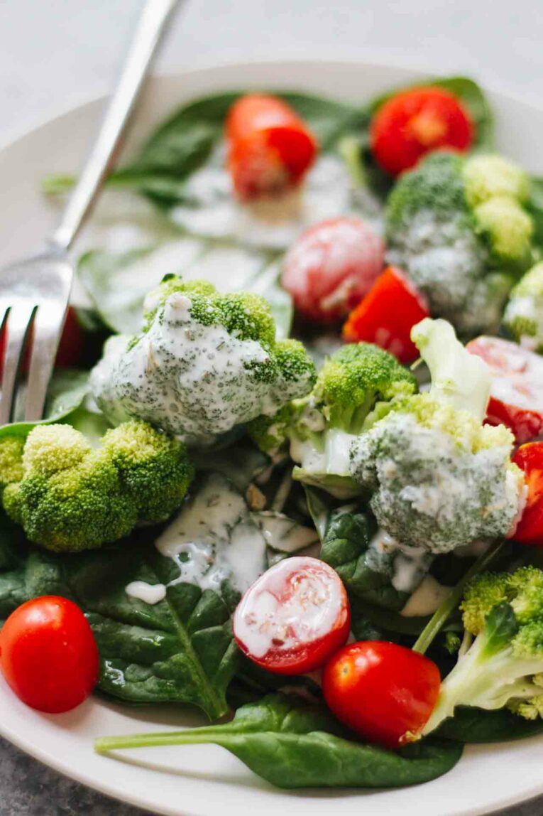 10-Minute Healthy Ranch Dressing on a salad!