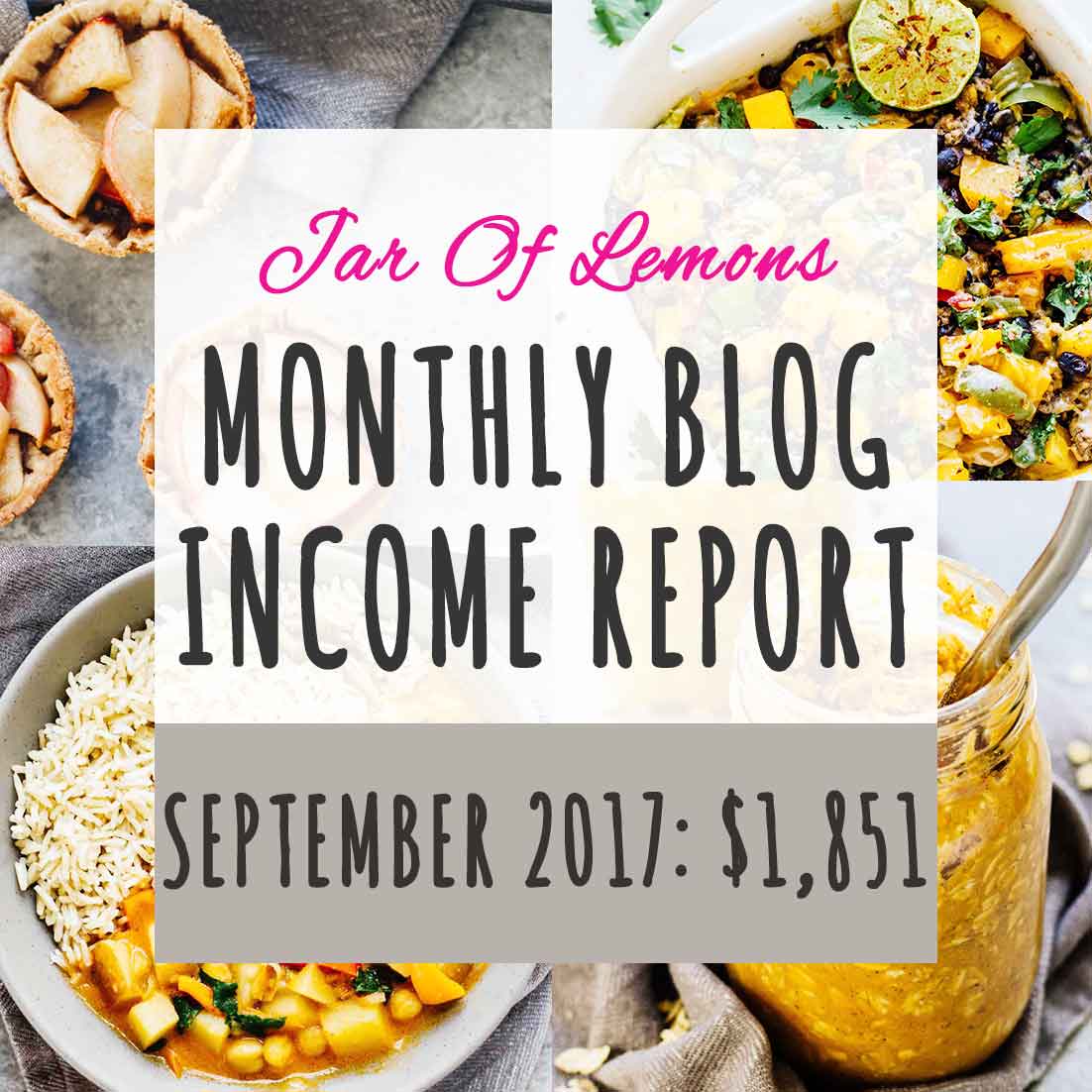Monthly Blog Income Report - September 2017 Jar Of Lemons