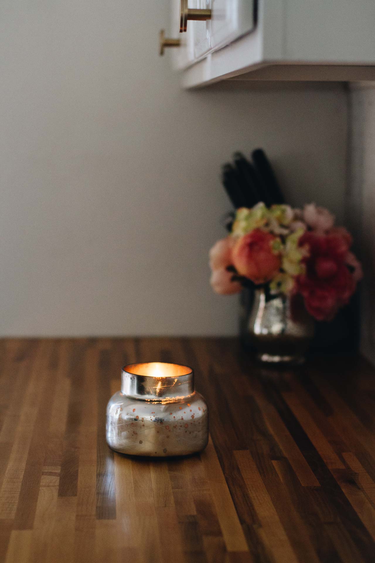 Dark Kitchen With Candle