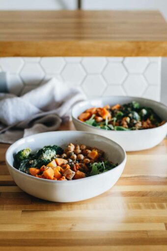 Vegan Chickpea & Sweet Potato Bowls! So easy to make.