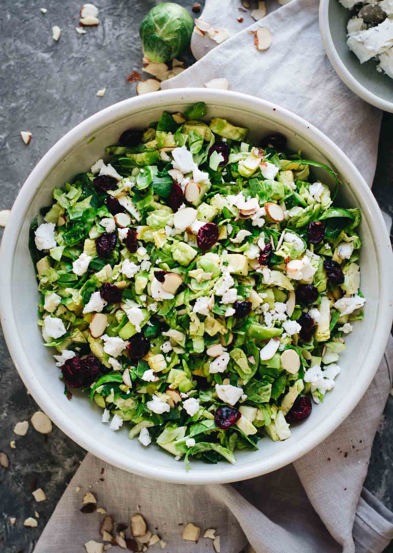 Shaved Brussels Sprout Salad w/ Cranberries! Vegetarian and gluten free!