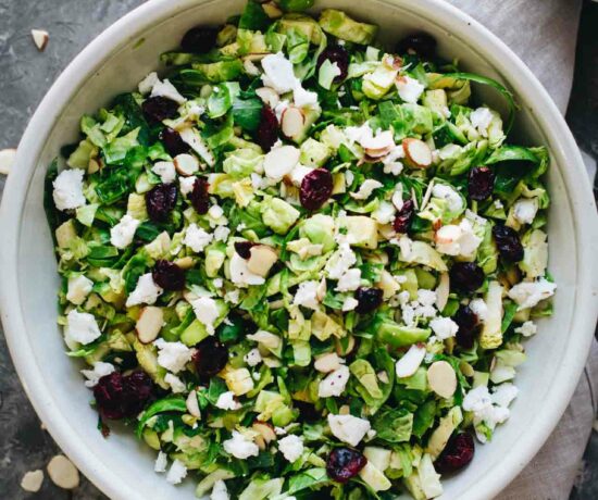 Shaved Brussels Sprout Salad w/ Cranberries! Vegetarian and gluten free!
