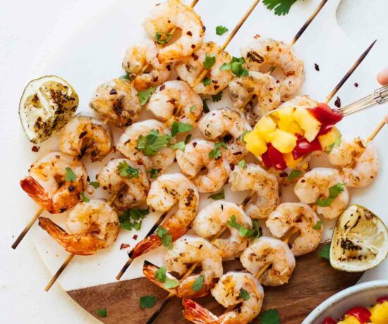 Spicy Grilled Shrimp topped w/ Pineapple Sauce!