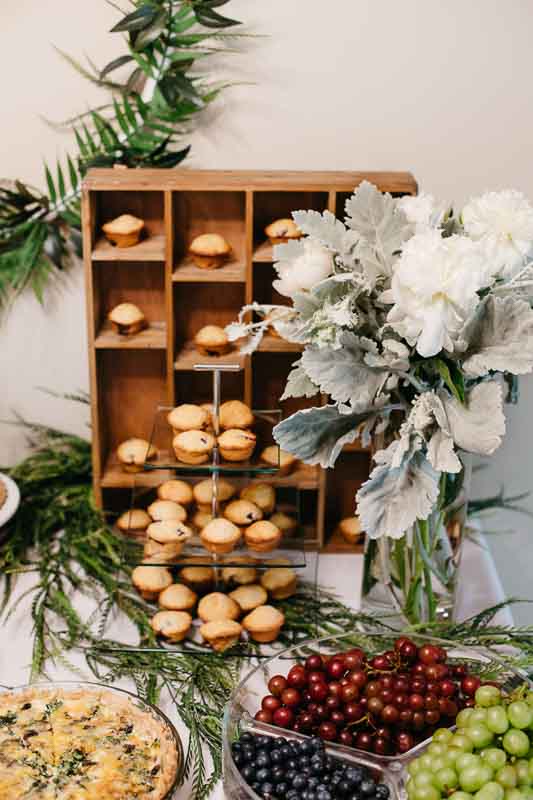 image of food table at baby shower.