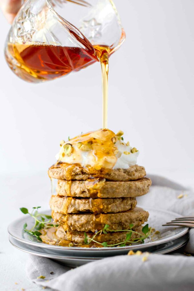 Simple 3-Ingredient Protein Pancakes - vegetarian, gluten free, dairy free, and perfect for brunch or an easy weekday breakfast!