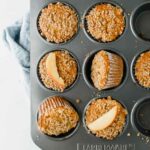 This sweet, delicious Wholesome Peach Muffins recipe is perfect for an easy & healthy summer breakfast or dessert! (Vegetarian, Gluten Free)
