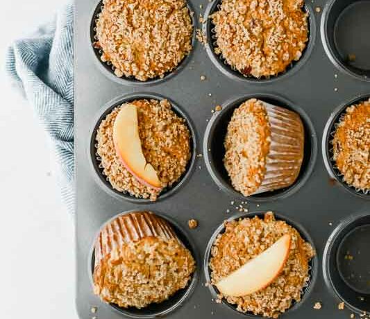 This sweet, delicious Wholesome Peach Muffins recipe is perfect for an easy & healthy summer breakfast or dessert! (Vegetarian, Gluten Free)