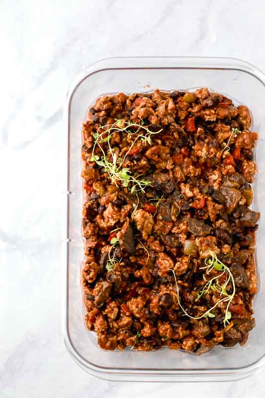30-Minute Healthy Sloppy Joes Recipe in a glass baking dish.