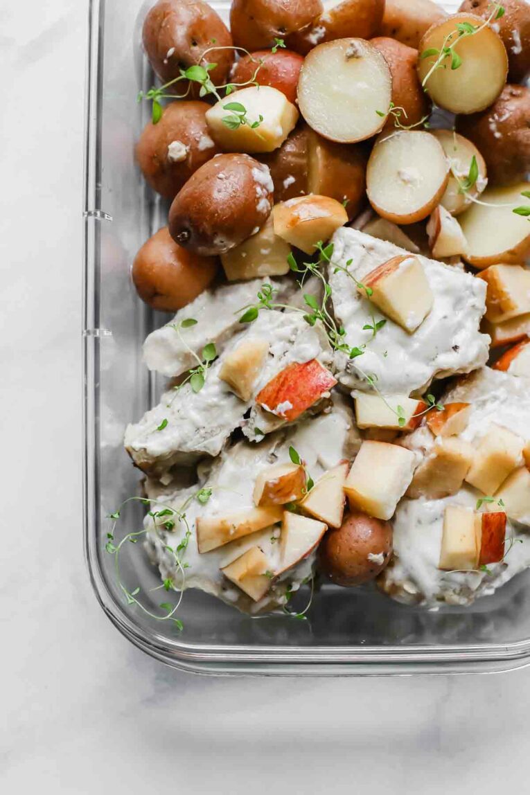 Slow Cooker Pork Chops And Potatoes W/ Apples (Freezer Meal)