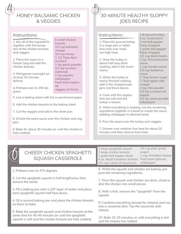6 Healthy Freezer Meals For New Moms (Or Anyone!) recipes typed in page form.