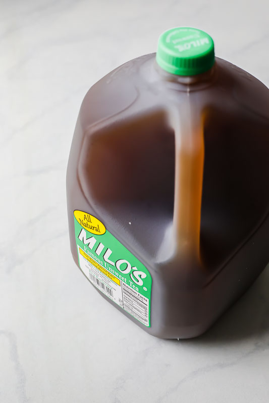 Milo's Unsweet Tea sitting on a countertop.