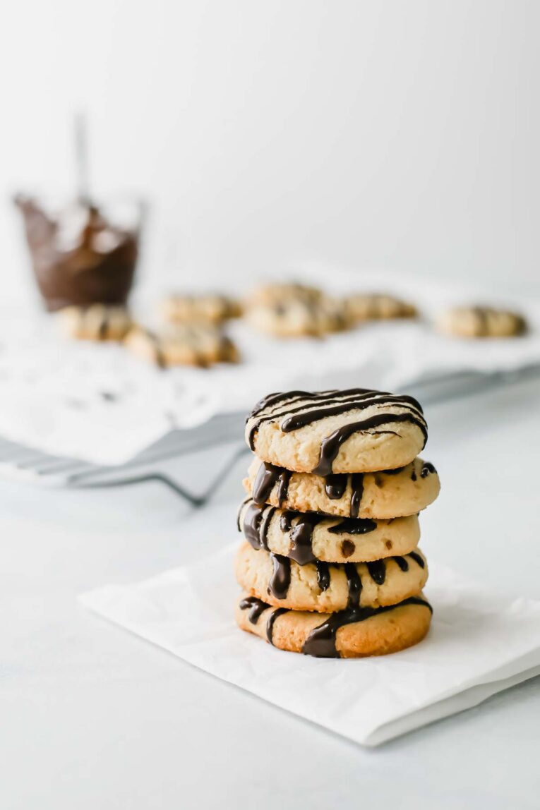 Stack of 5 Favorite Gluten-Free Almond Cookies on a napkin.