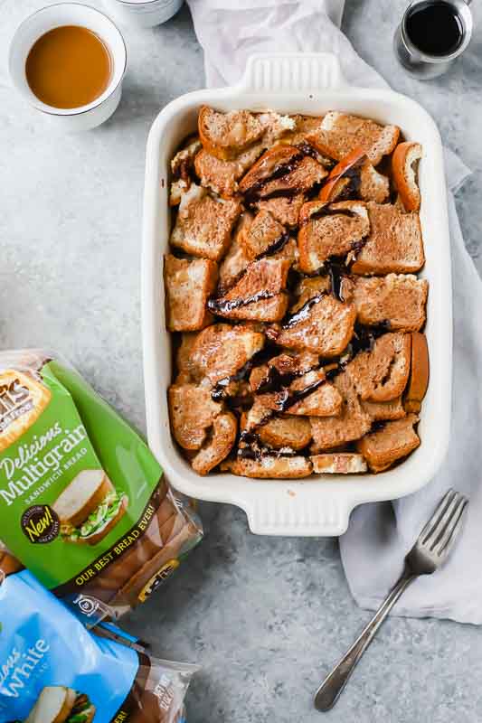 Chocolate Caramel Gluten Free French Toast Casserole w/ Udi's Multigrain Bread!
