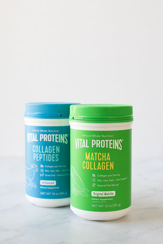 Vital Proteins Matcha Collagen and Collagen Peptides.