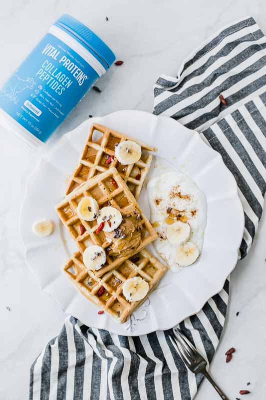 Protein waffles made with Vital Proteins Collagen Peptides