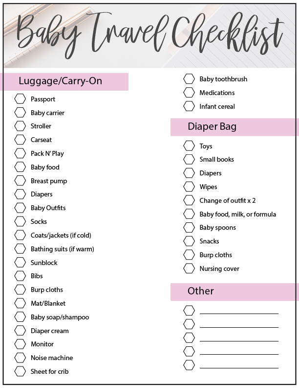 Traveling With A Baby (Printable Checklist) Baby Travel Checklist - print this out if you're traveling with a baby!