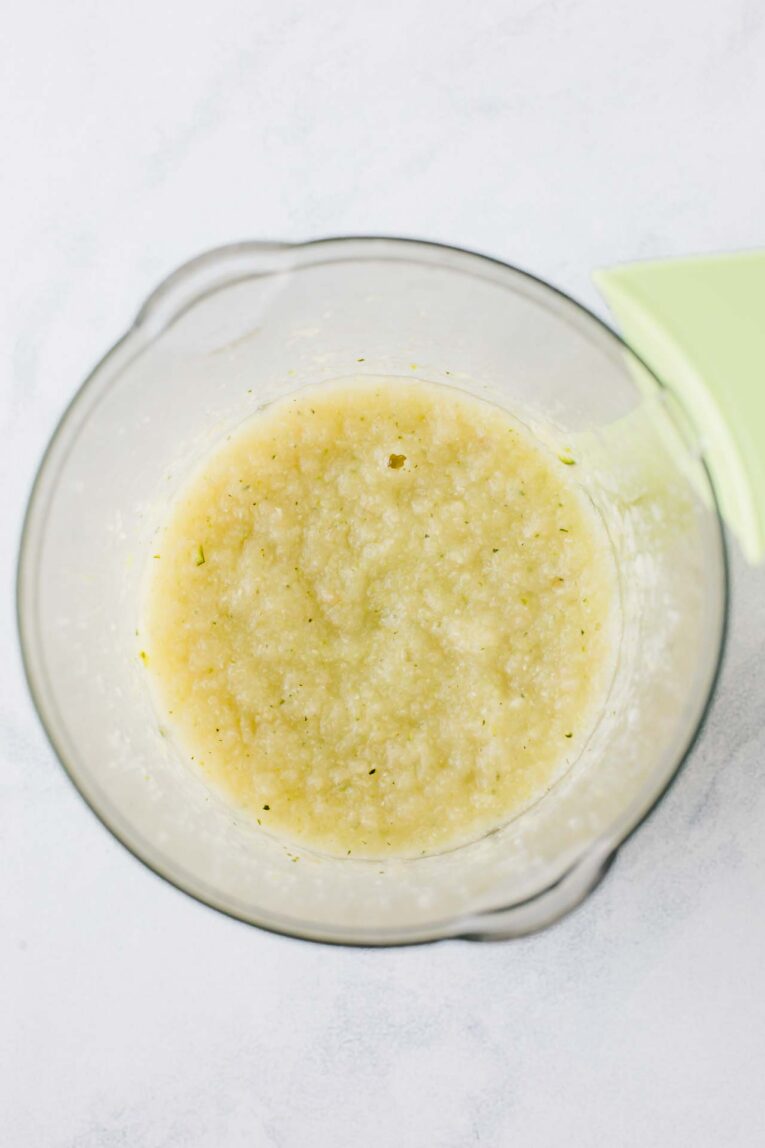 Zucchini & Apple Baby Food puree in a baby food maker.