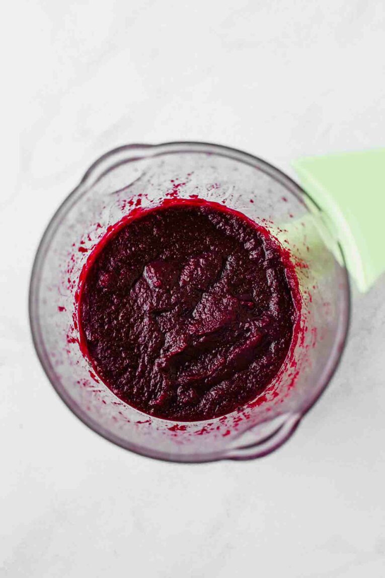 Beets & blueberries baby food recipe in a baby food maker.