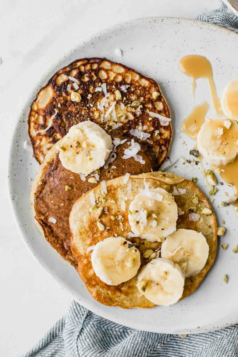 Healthy banana pancakes on a plate.