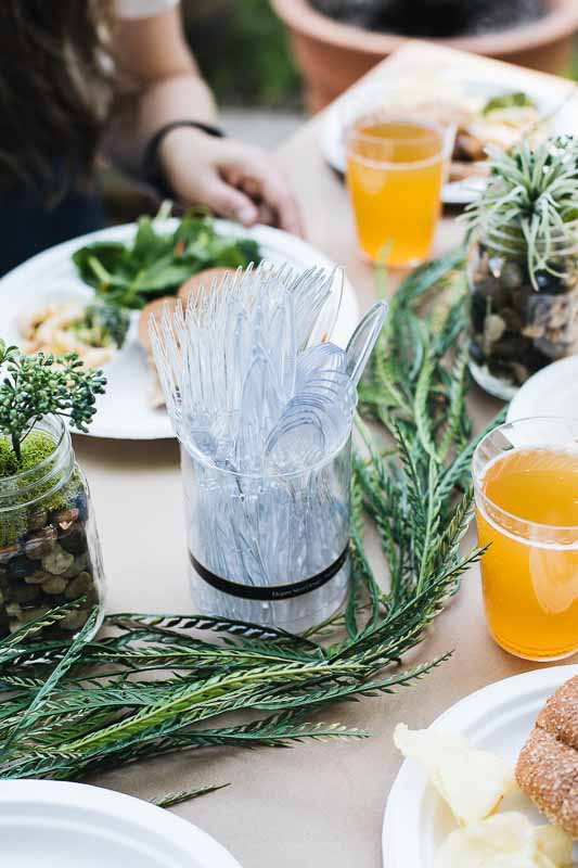 Chinet Cut Crystal cutlery on a summer picnic table.
