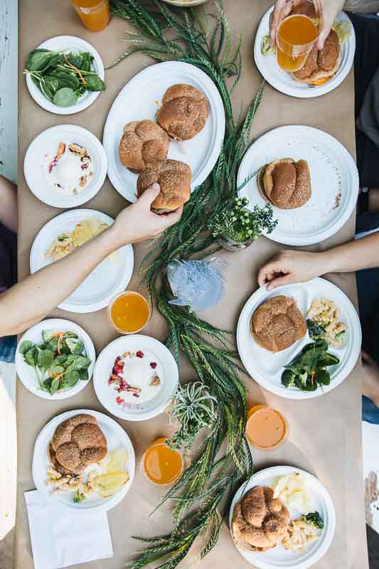 Table top shot of a casual summer gathering.