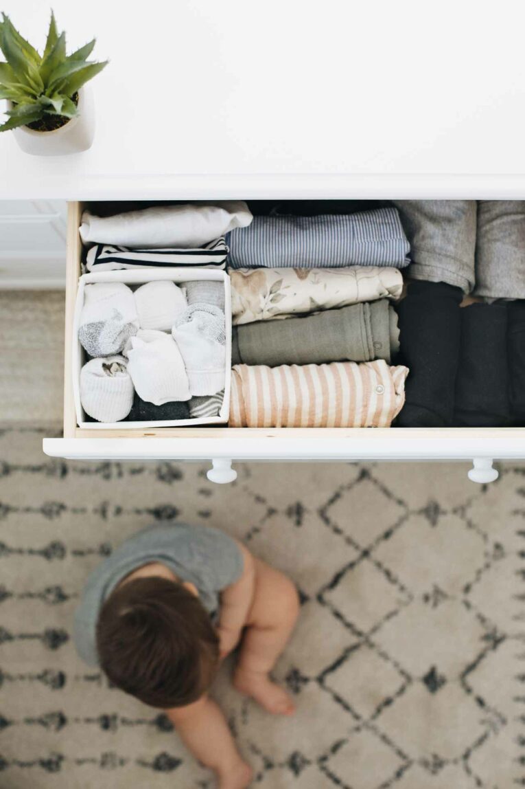 Nursery  organized dresser drawer 