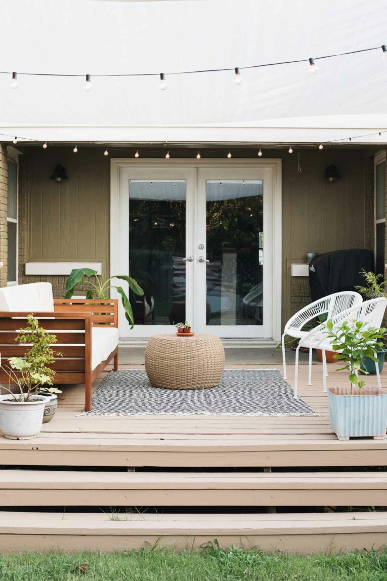 Small, beautiful deck in backyard.