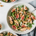 Fig & Goat Cheese Salad in a bowl with a fork.