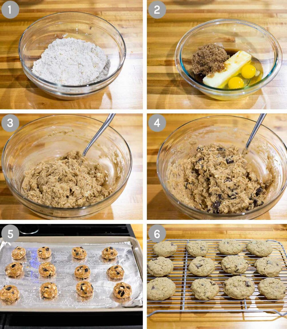 6 steps for making Healthy Oatmeal Chocolate Chip Cookies