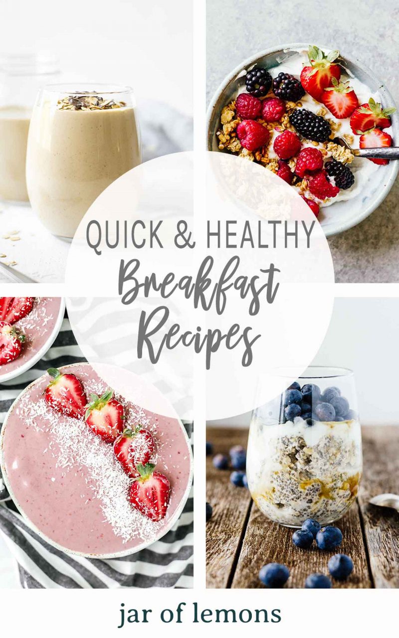Quick & Healthy Weekday Breakfast Recipes Pinterest graphic.