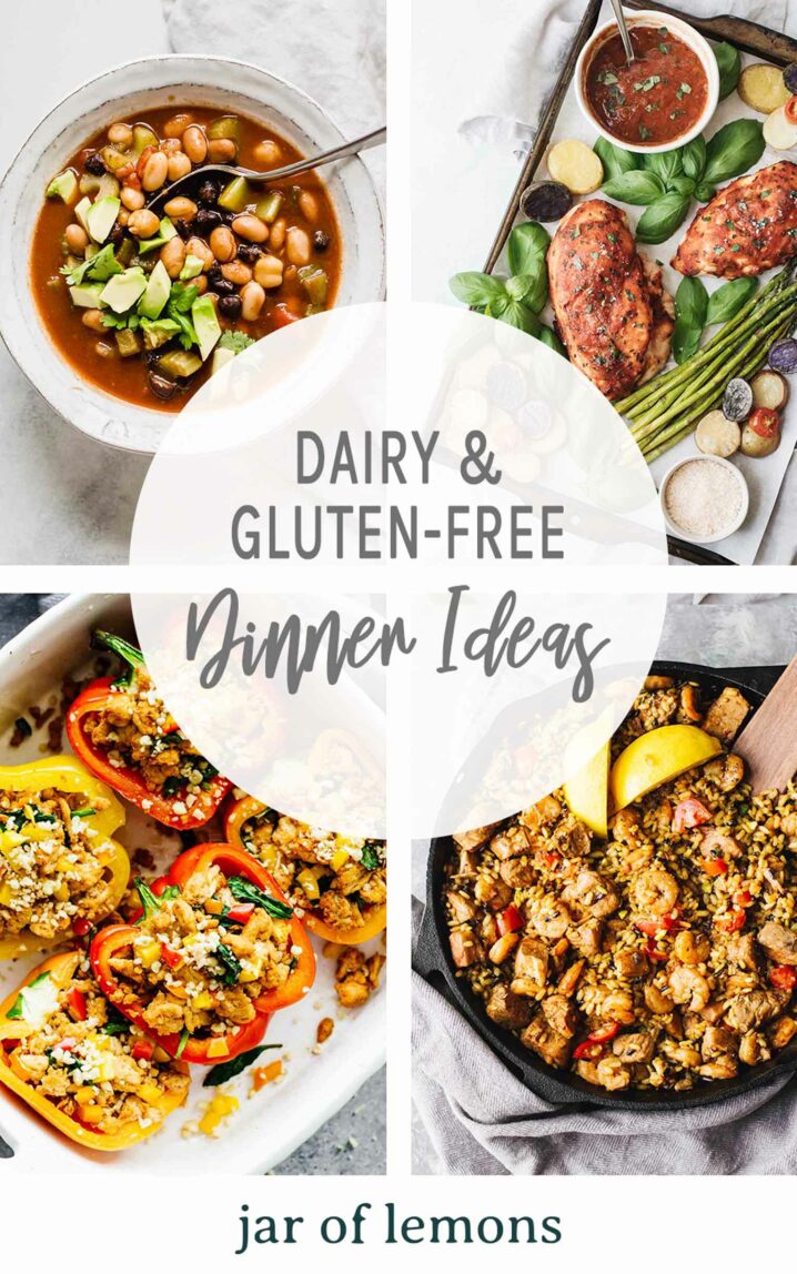 Pinterest graphic for Dairy & Gluten-Free Dinner Ideas.