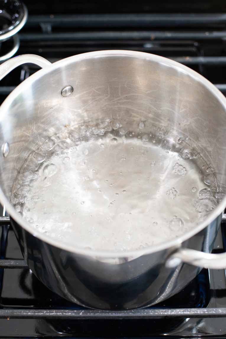 Water boiling in a stock pot.