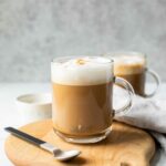 Across shot of a vanilla latte.