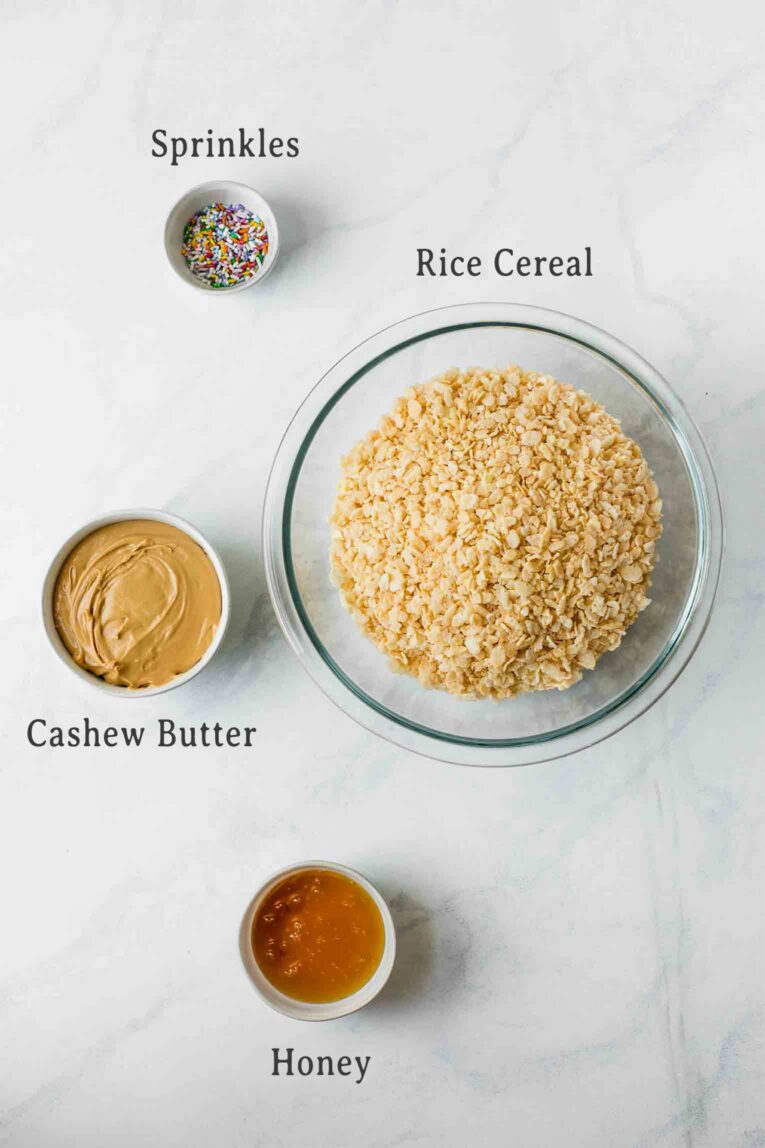 Ingredients for healthy rice krispie treats.