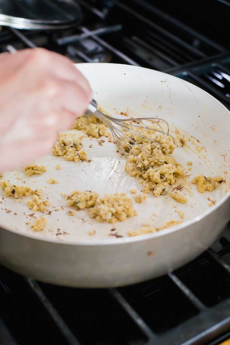 Paste being formed for meatball sauce.
