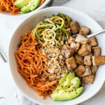 Close up of Asian Tofu Rice Bowls.