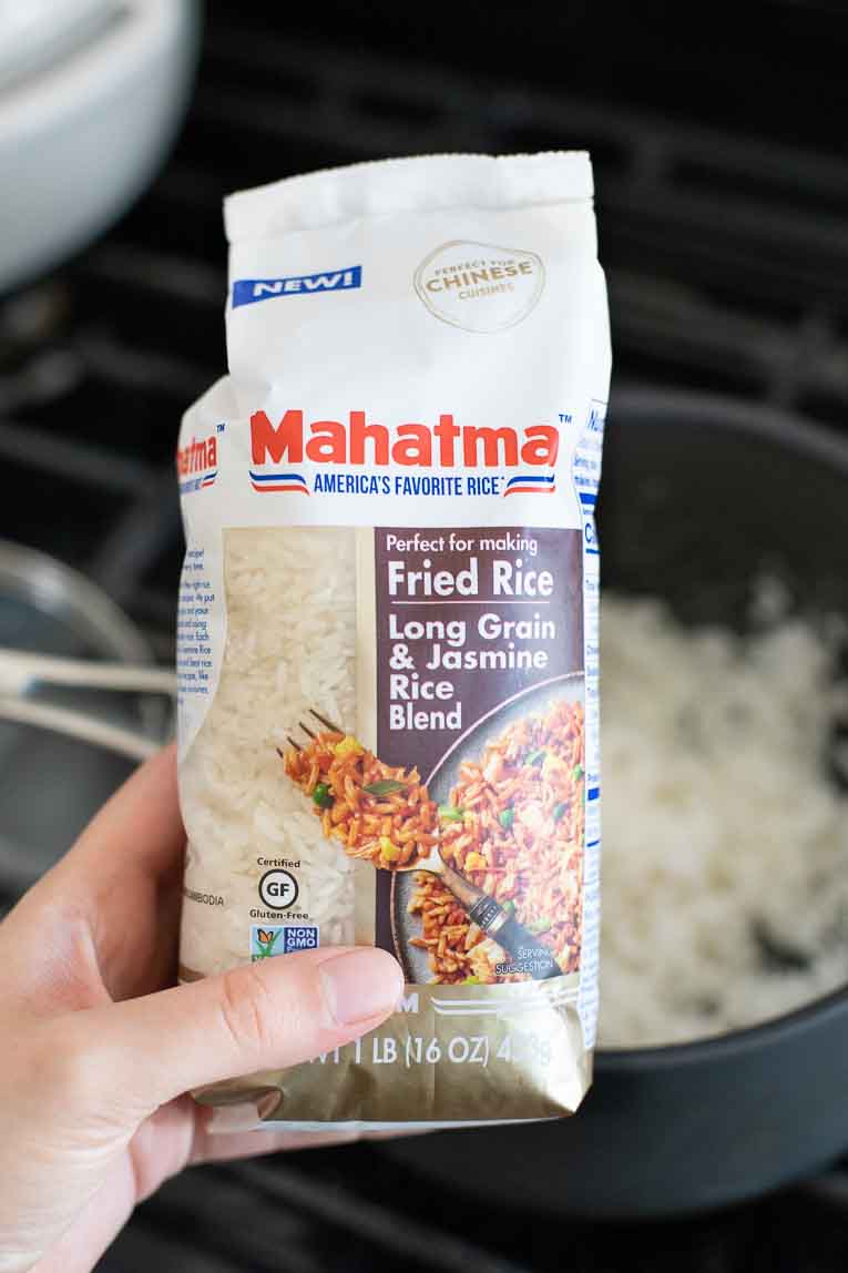Close up of Mahatma Fried Rice bag.