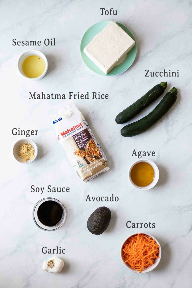 Ingredients for Asian Tofu Rice Bowls.