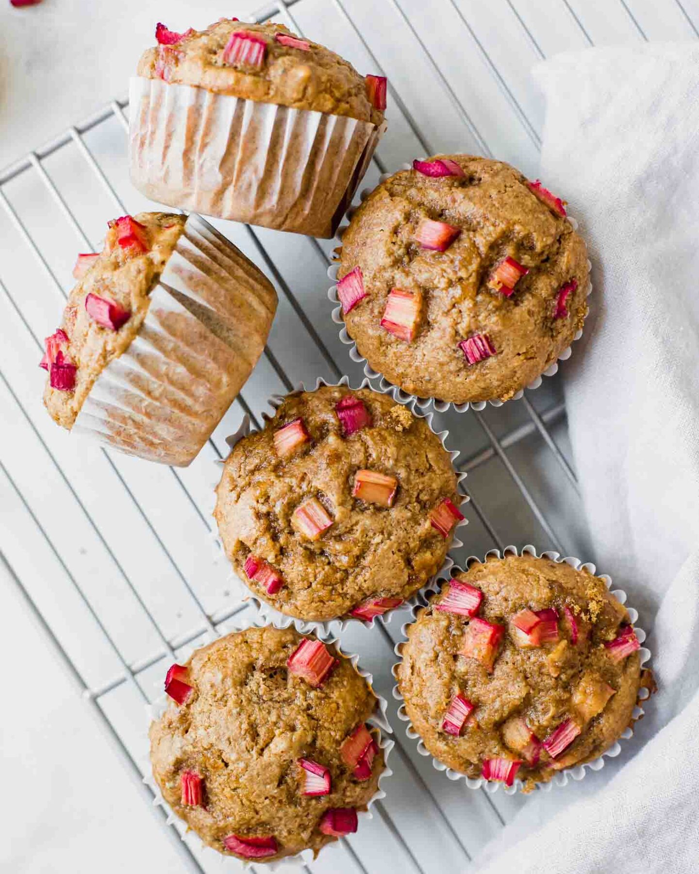 Close up of Gluten-Free Healthy Rhubarb Muffins.