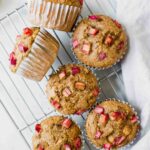 Close up of Gluten-Free Healthy Rhubarb Muffins.