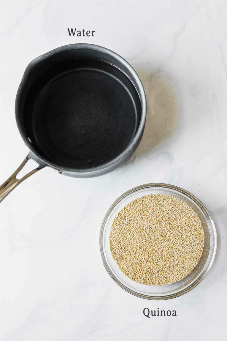 Ingredients showing how to cook quinoa.