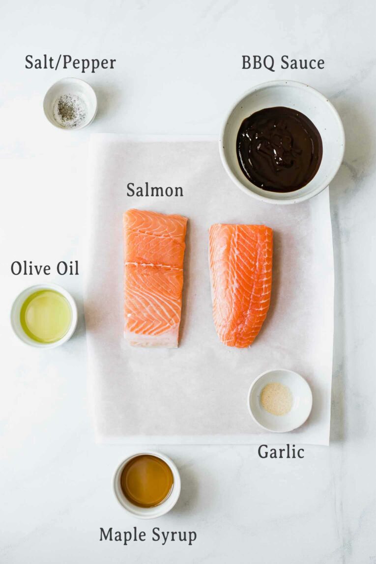 Ingredients for making barbecue salmon.